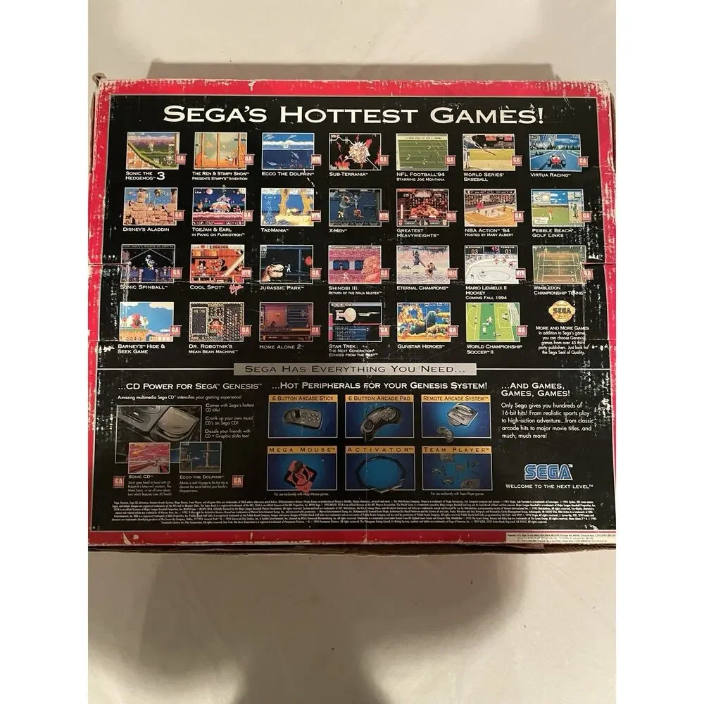 Sega Genesis Model 2 Console Sonic The Hedgehog 2 W/7 Added Games - Tested